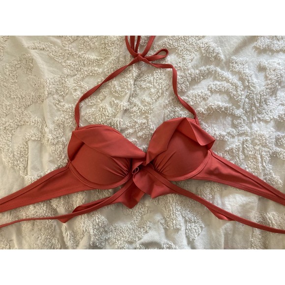 🧺Aerie | Wrap front Bikini top in Coral | 32B - Picture 1 of 2